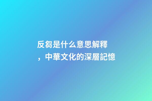 反芻是什么意思解釋，中華文化的深層記憶